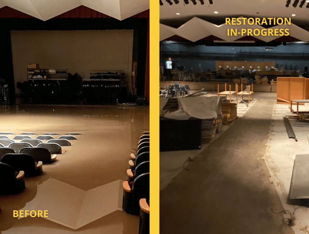 Auditorium BEFORE AND AFTER - Looking at stage